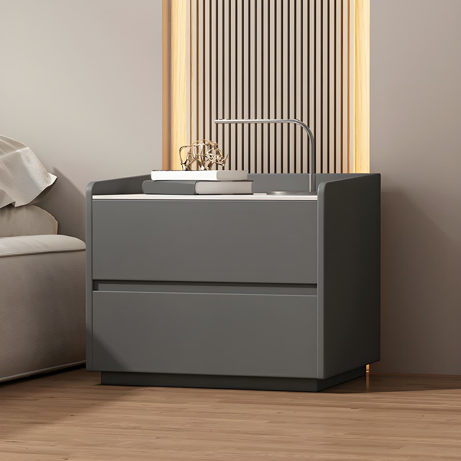 White Slate Countertop Nightstands Increase The Surrounding Height to Prevent Falling thumbnail 5