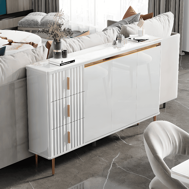 Luxurious Chalk Stone Standard Flooring Sideboard with 3 Doors & Variable Shelf