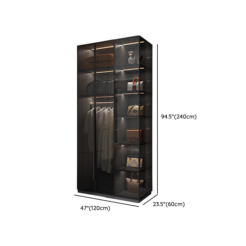 Midnight Black Unattached Lumber Armoire Cabinet with Soft Close Door, Interior Shelves, Clothing Rod and Soft Close Drawer thumbnail 23