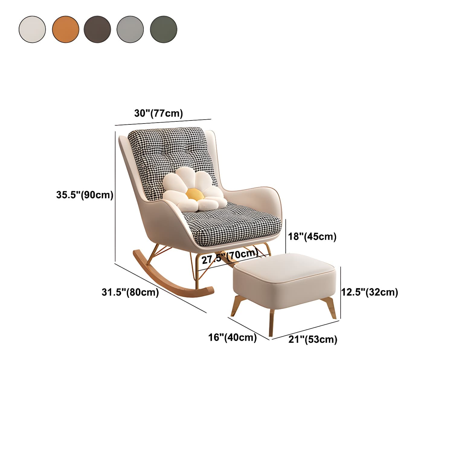 Contemporary Rocking Chair Fabric Upholstered Tufted Wing Chair Back Indoor Rocking Chair thumbnail 15