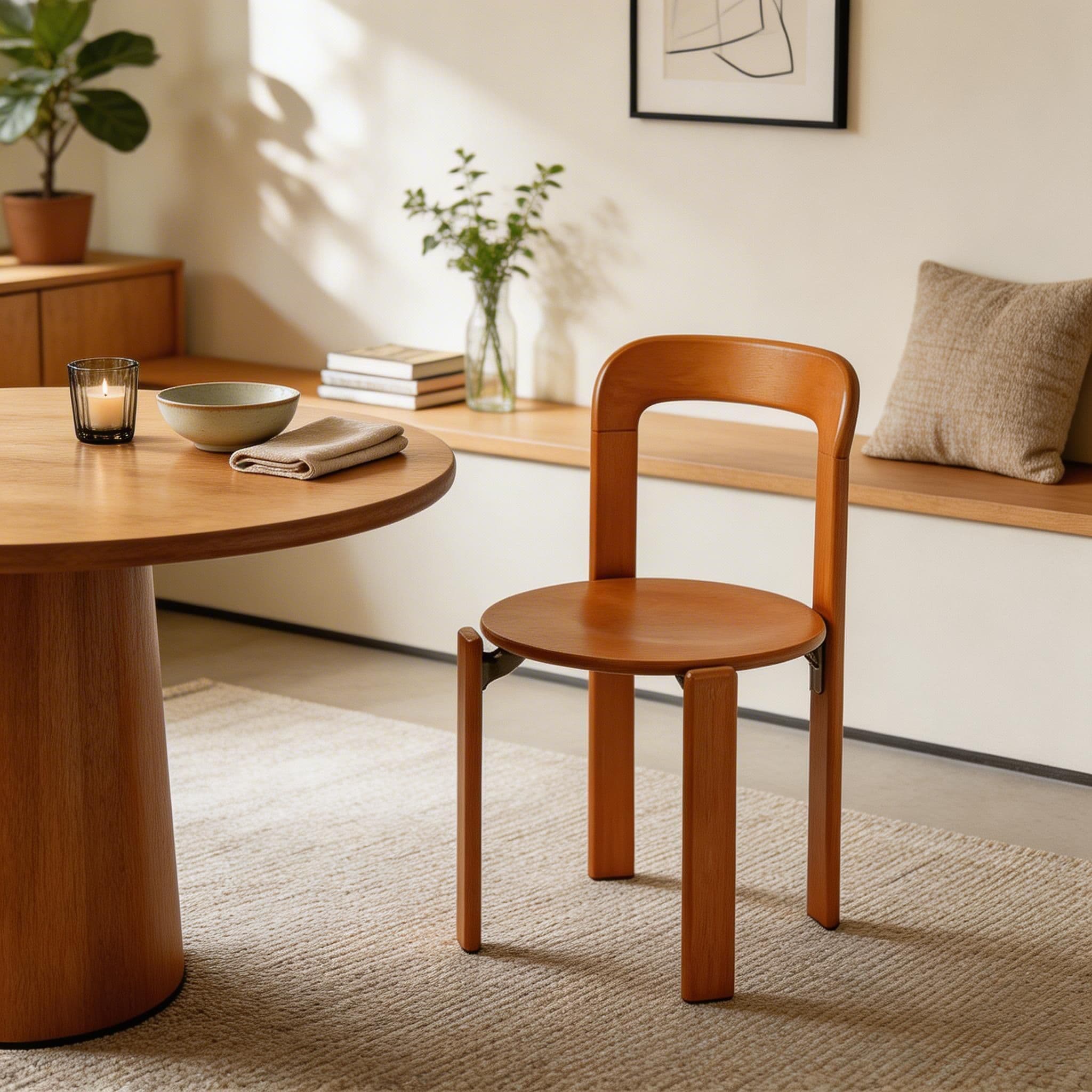 Scandinavian Natural Wood Armless Kitchen Chair 15.3inch Wide Non-Swivel 1 Piece thumbnail 37