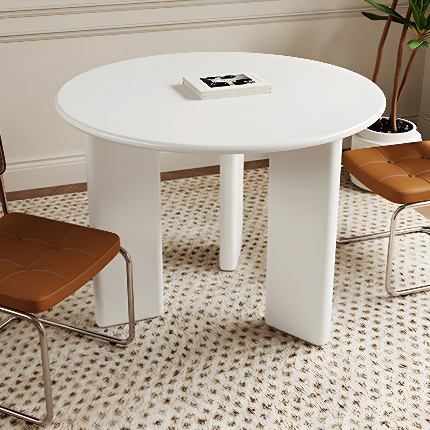 Scandinavian Round Wood Dining Table - Standard Height - Storage Not Included thumbnail 5