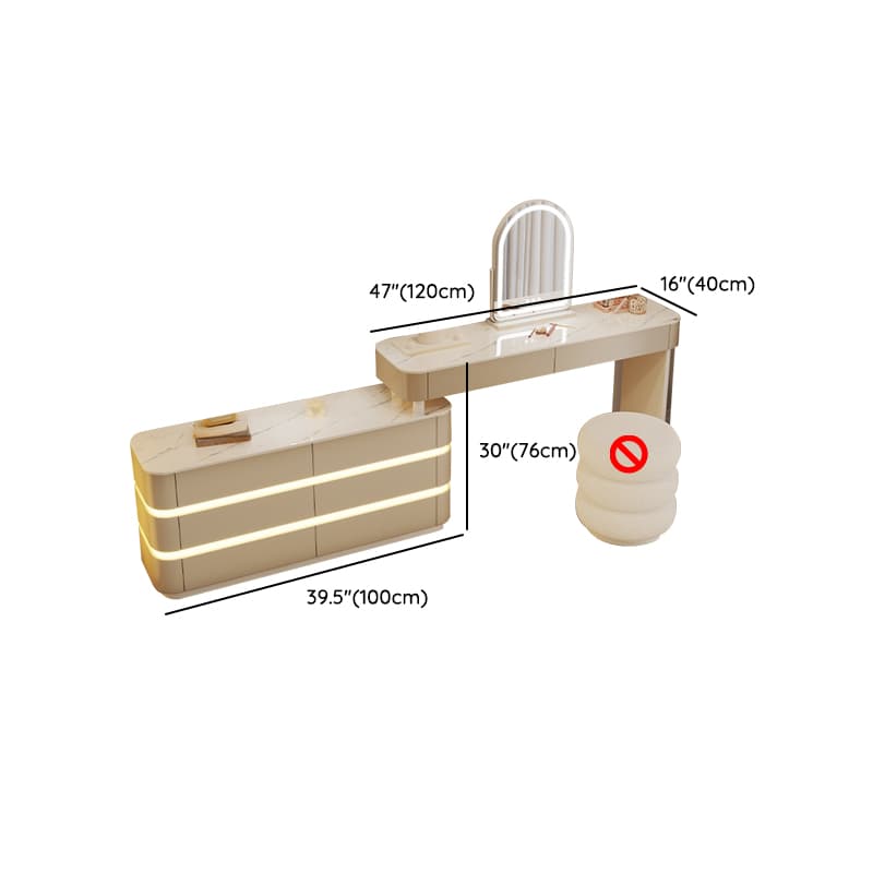 Art Deco Lumber Standard Length Makeup Vanity with Standing Mirror thumbnail 20