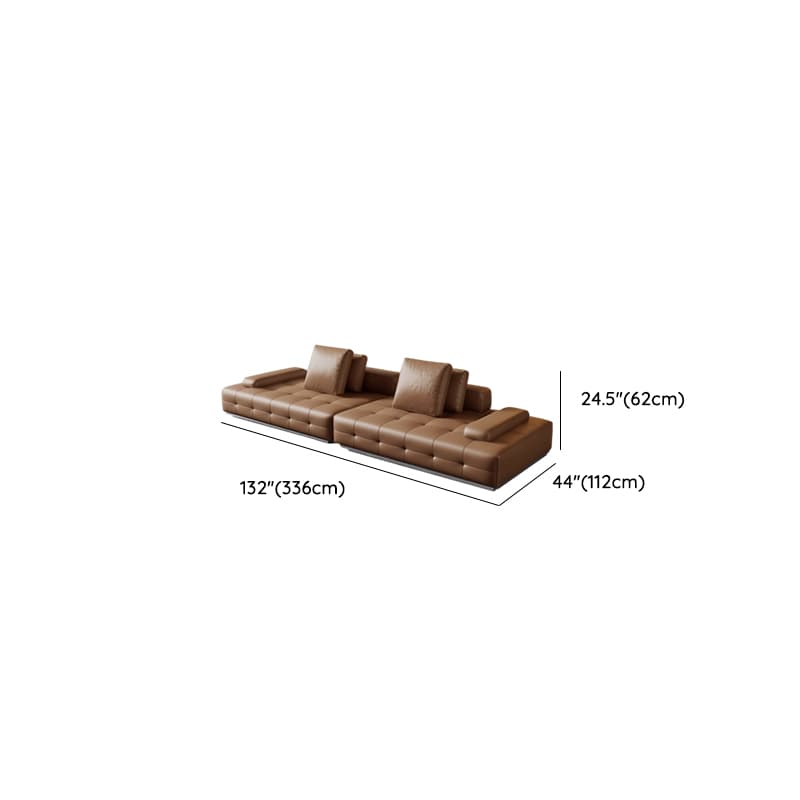 Tear Resistant Standard Sofa in Coffee Leather with 4 Pillows thumbnail 14