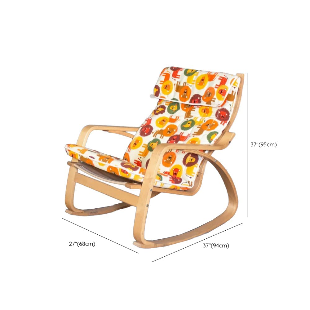 Ergonomic Natural Wood Rocking Armchair with Rear Back, Stationary thumbnail 13