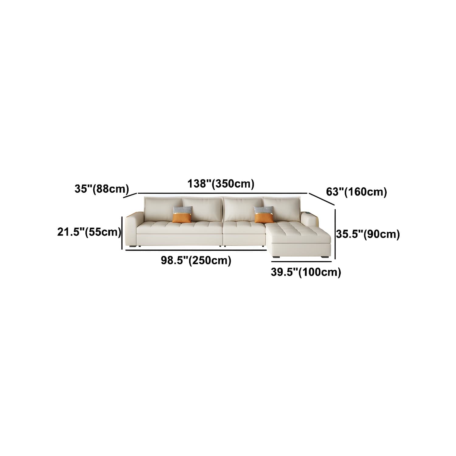 White Modern Sofa Bed with Storage USB Charging Convertible Sectional thumbnail 19