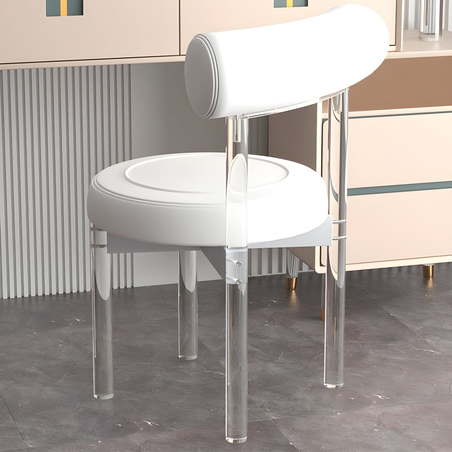 Clear Leg Modern Side Chair with Low Back and Upholstered Polyurethane Seat thumbnail 12