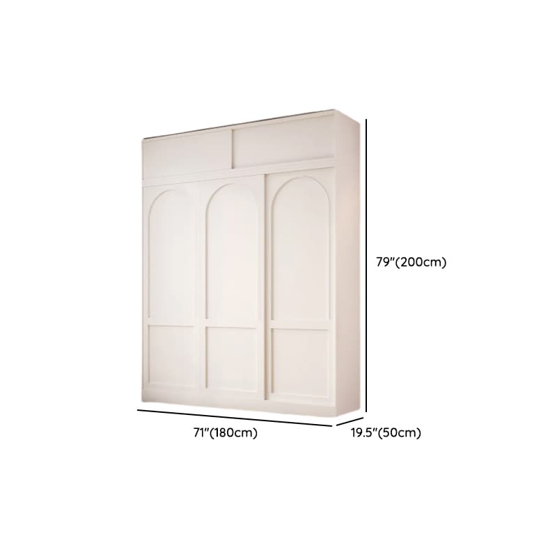 Contemporary White Engineered Wood Cabinet Armoire with Multiple Drawers, Interior Shelves, and Hanging Rod thumbnail 19