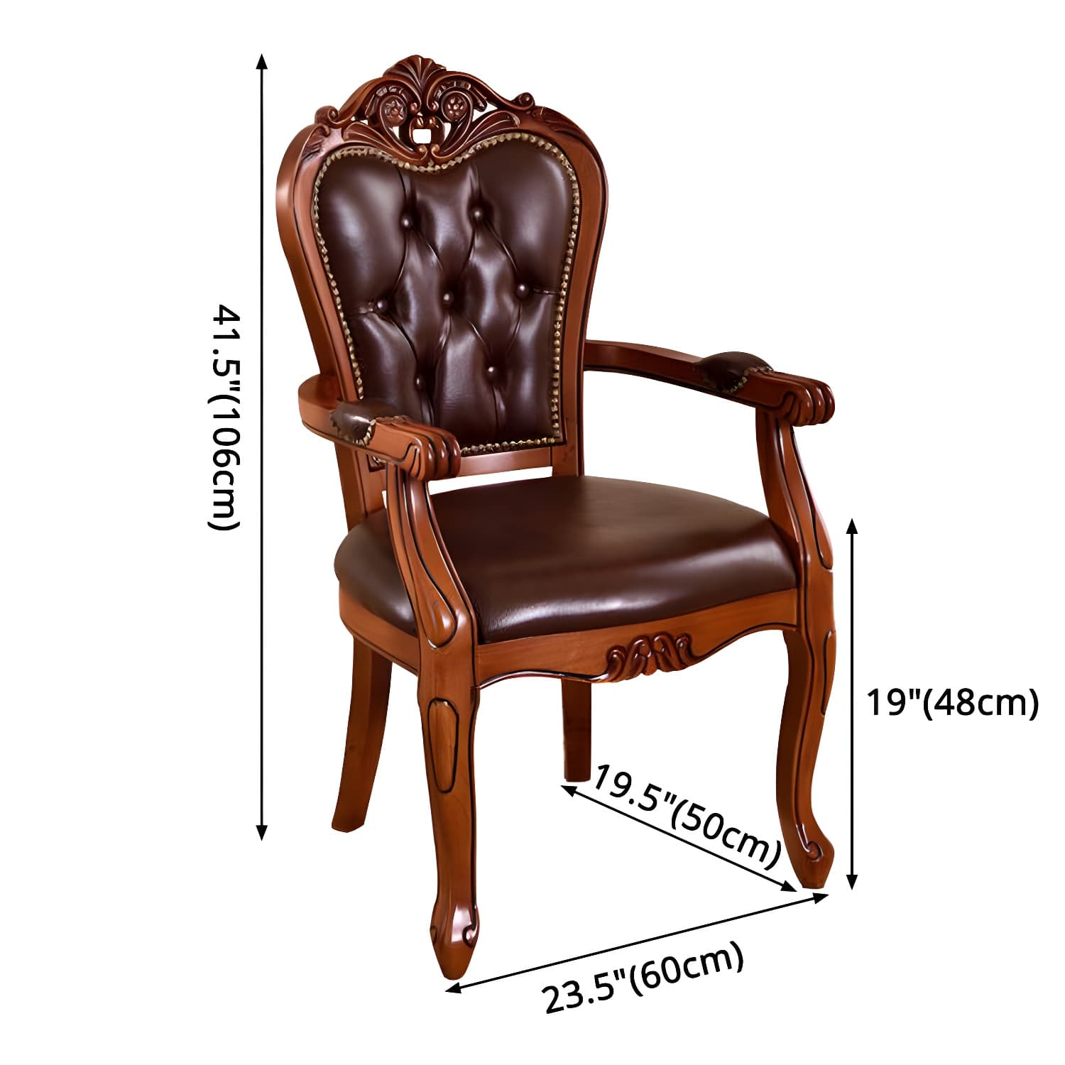 Leather High Back Dining Side Chair Kitchen Side Chair with Solid Wood Legs thumbnail 17
