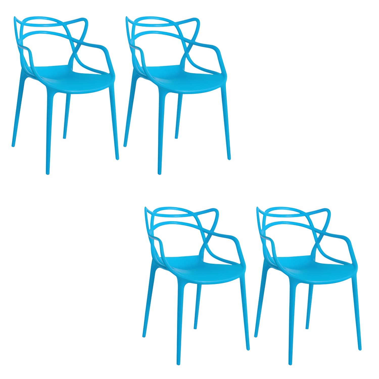Open Back Dining Arm Chair Modern Indoor-Outdoor Plastic Chair thumbnail 2