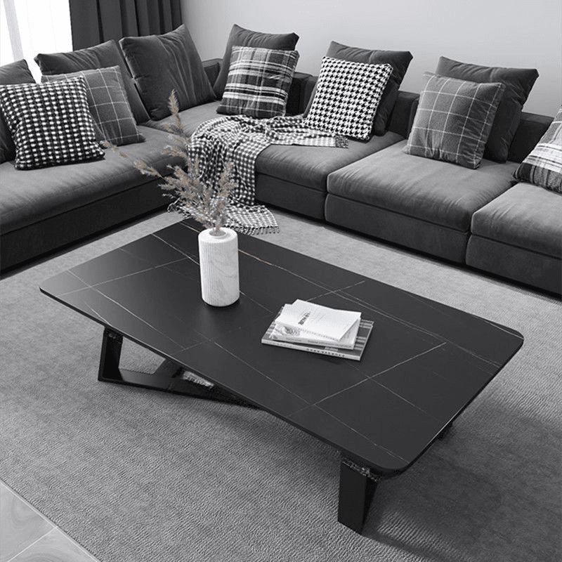 Funky Square Sintered Stone Coffee Table with X Base, Scratch-immune, and Single Set thumbnail 1