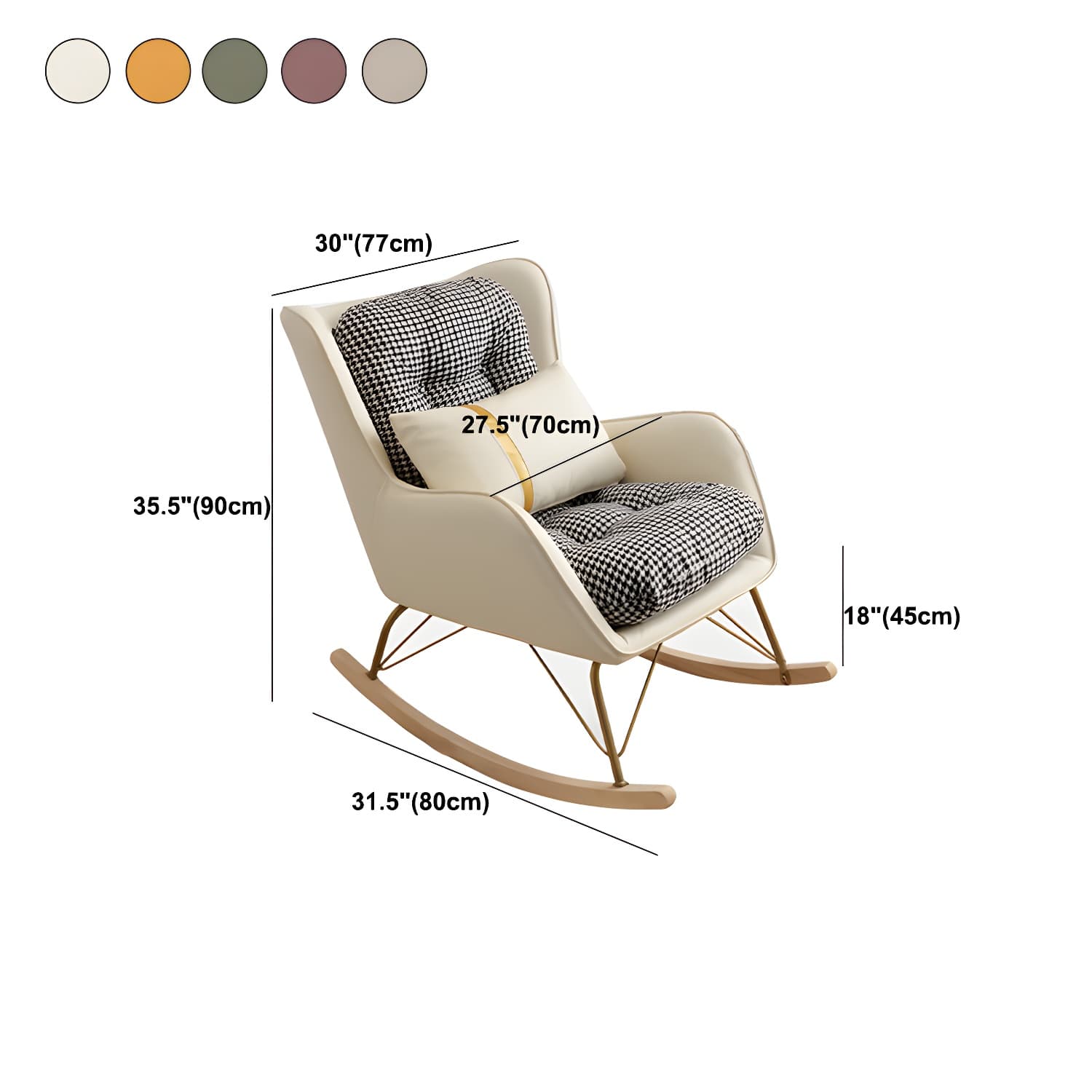 Contemporary Rocking Chair Rubber Wood Frame Wing Chair Back Indoor Rocking Chair thumbnail 18
