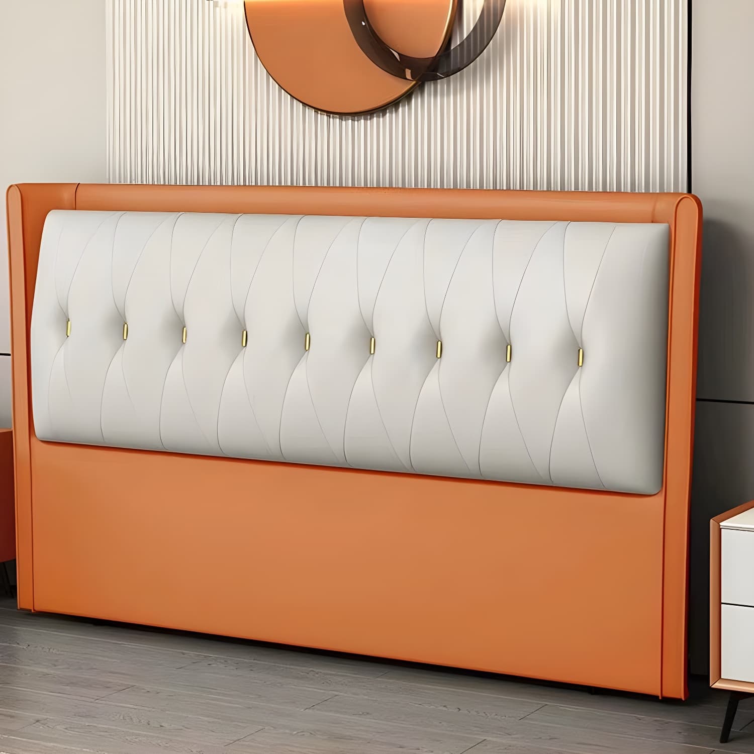 Contemporary Headboard Bed with Tufted Leather Upholstery in Rectangular thumbnail 20