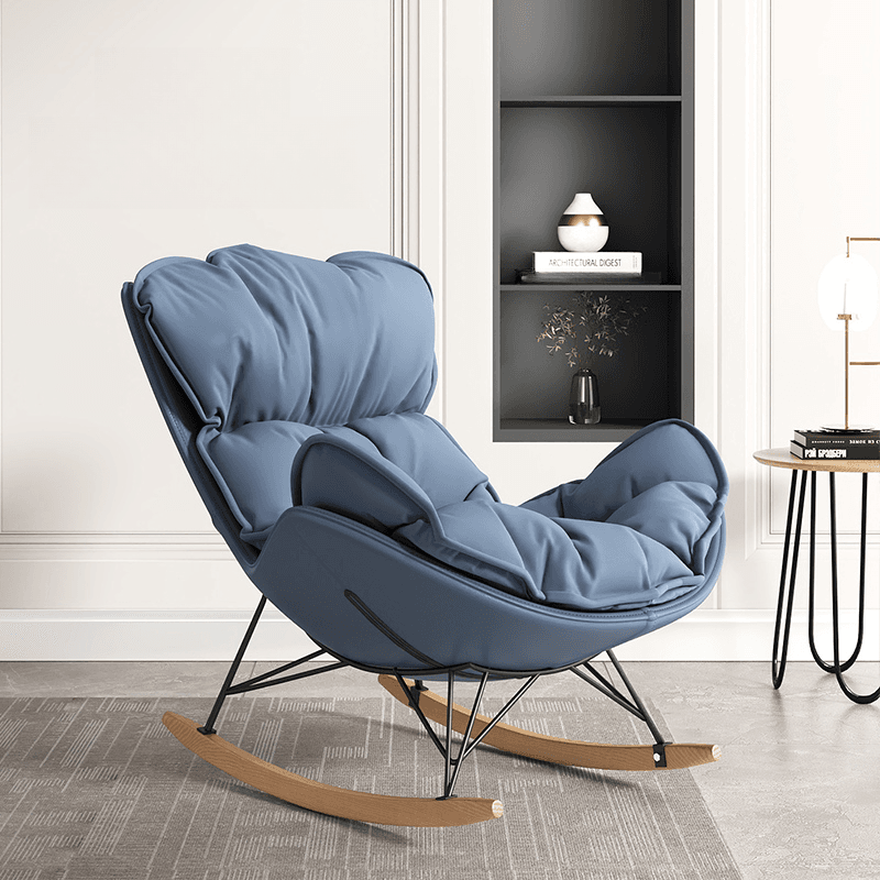 Stationary Rocking Chair with Flared Arm and Rear Support thumbnail 2