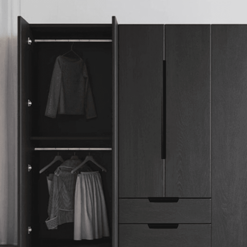 Ink Trendy Timber Wardrobe Armoire with Soft Close Drawer and Door, Interior Shelves, Clothing Rod thumbnail 4