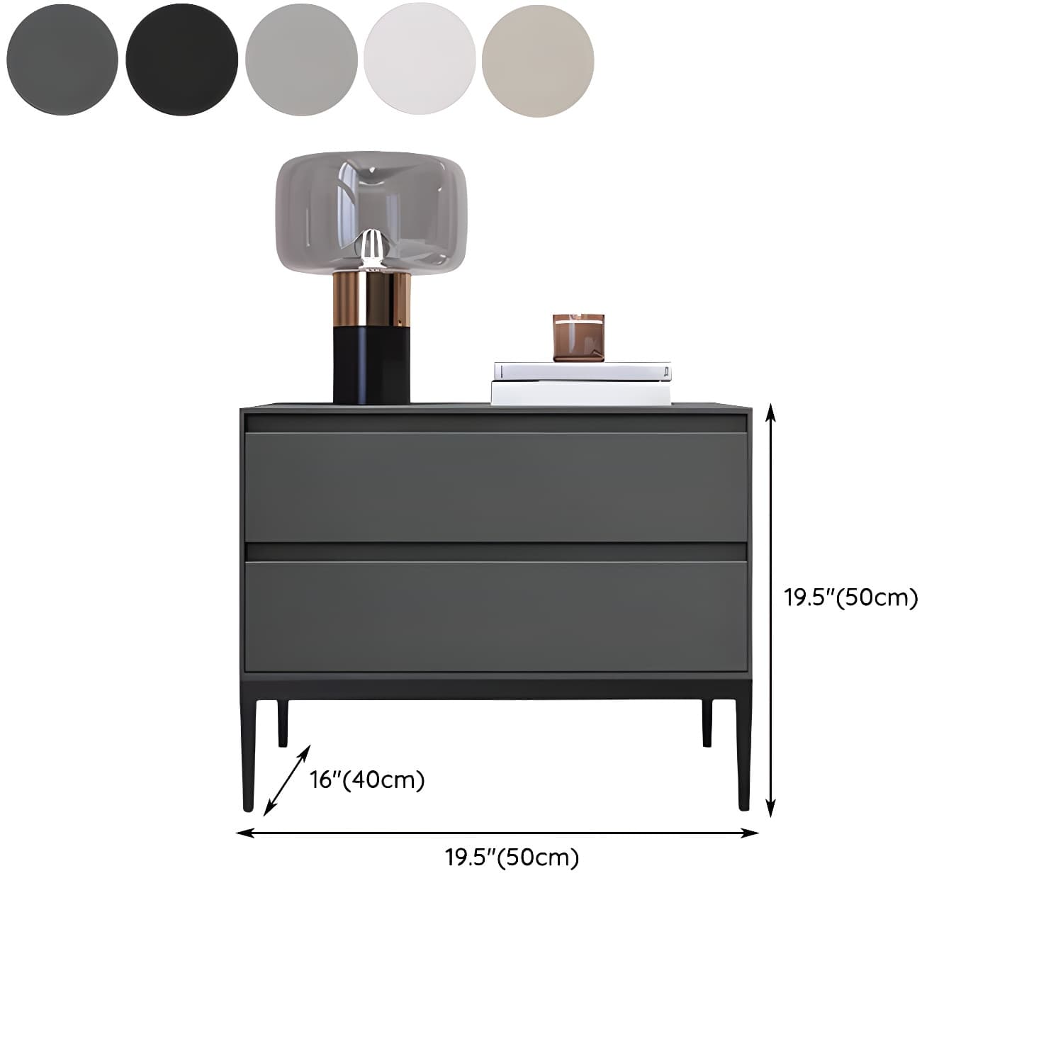 Wooden Night Table Contemporary Bedside Cabinet with 2 Drawers thumbnail 16