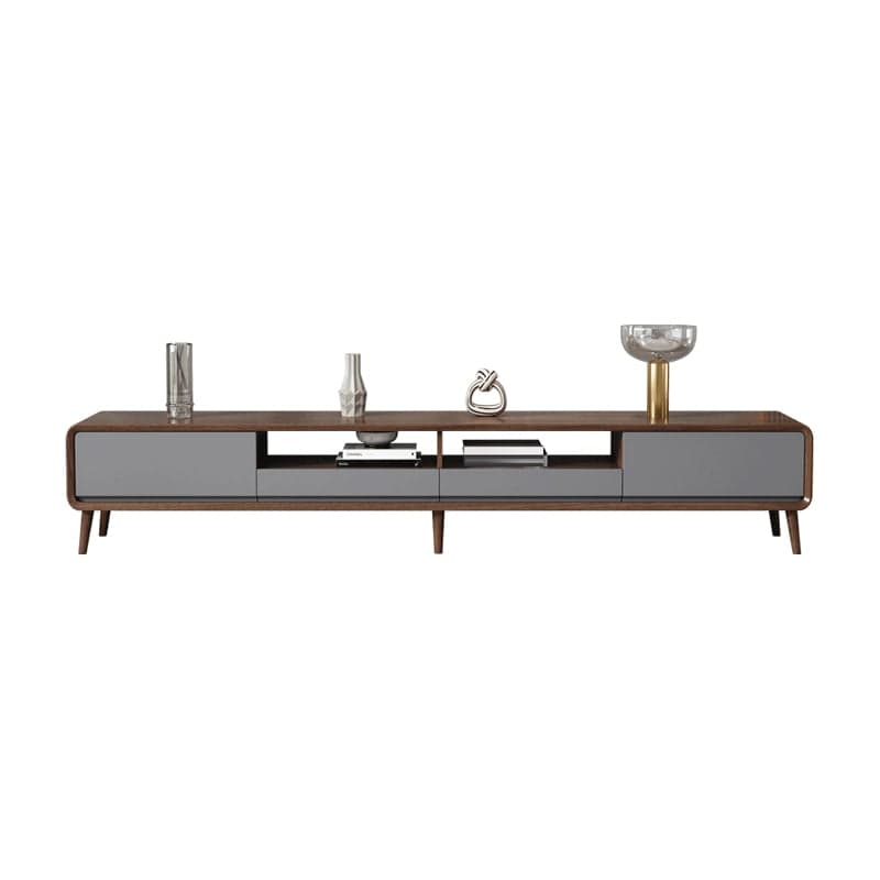 4-Drawer Modern Wood TV Stand with Open Storage and Cable Management thumbnail 3
