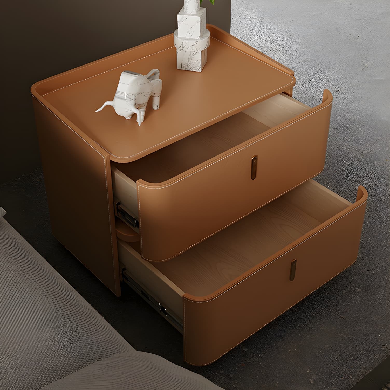 Modern Wood Grain Design Solid Wood Nightstands with Two Drawers thumbnail 11