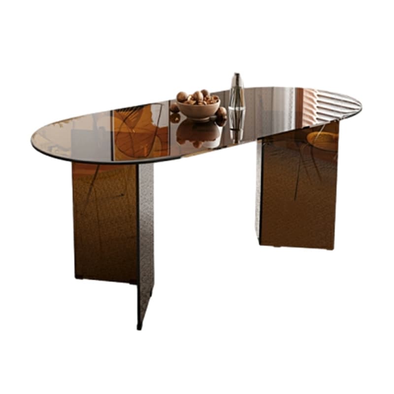 Elegant Glass Oval Dining Set in Brown - Includes Modern Chairs thumbnail 5