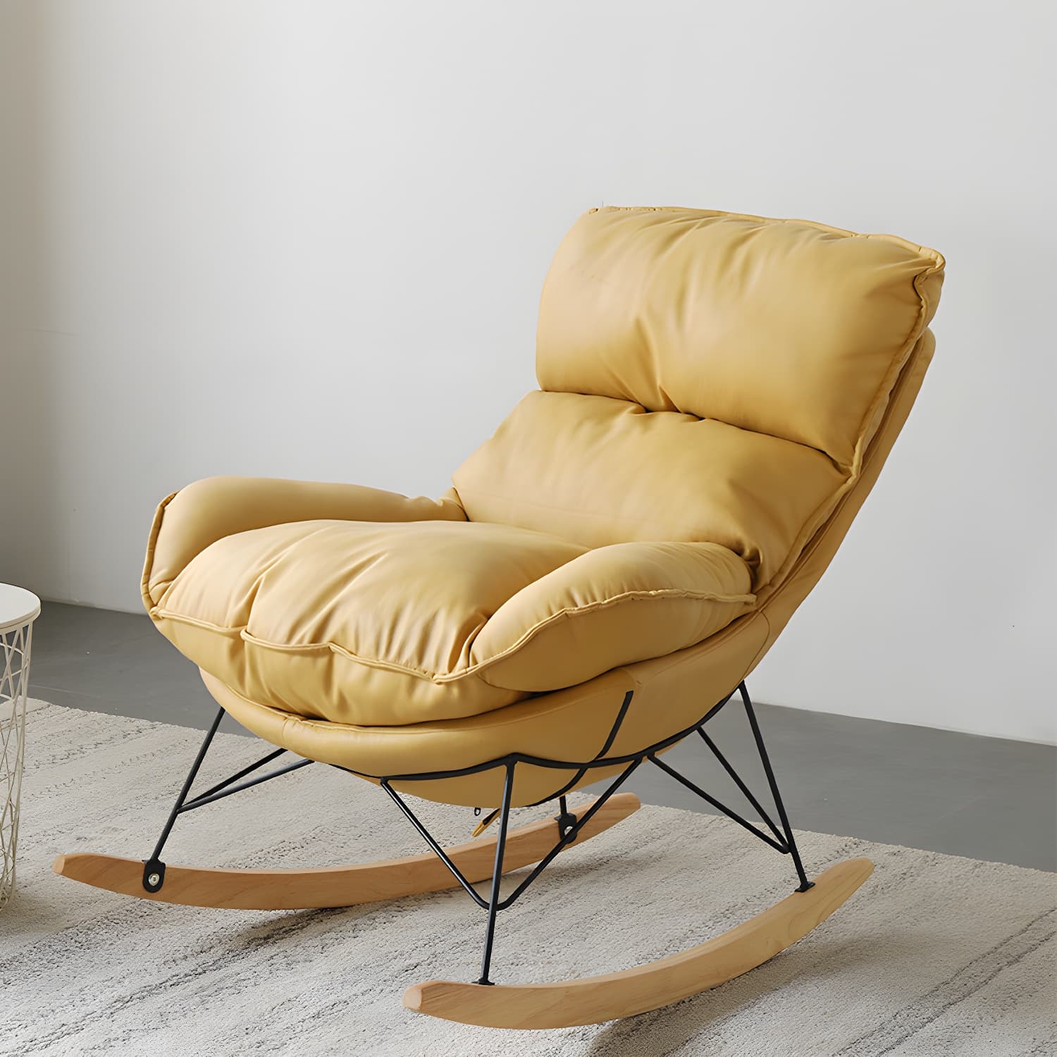 Contemporary Nursery Rocking Chair Indoor Sofa Rocking Chair with Ottoman and Cushion thumbnail 8
