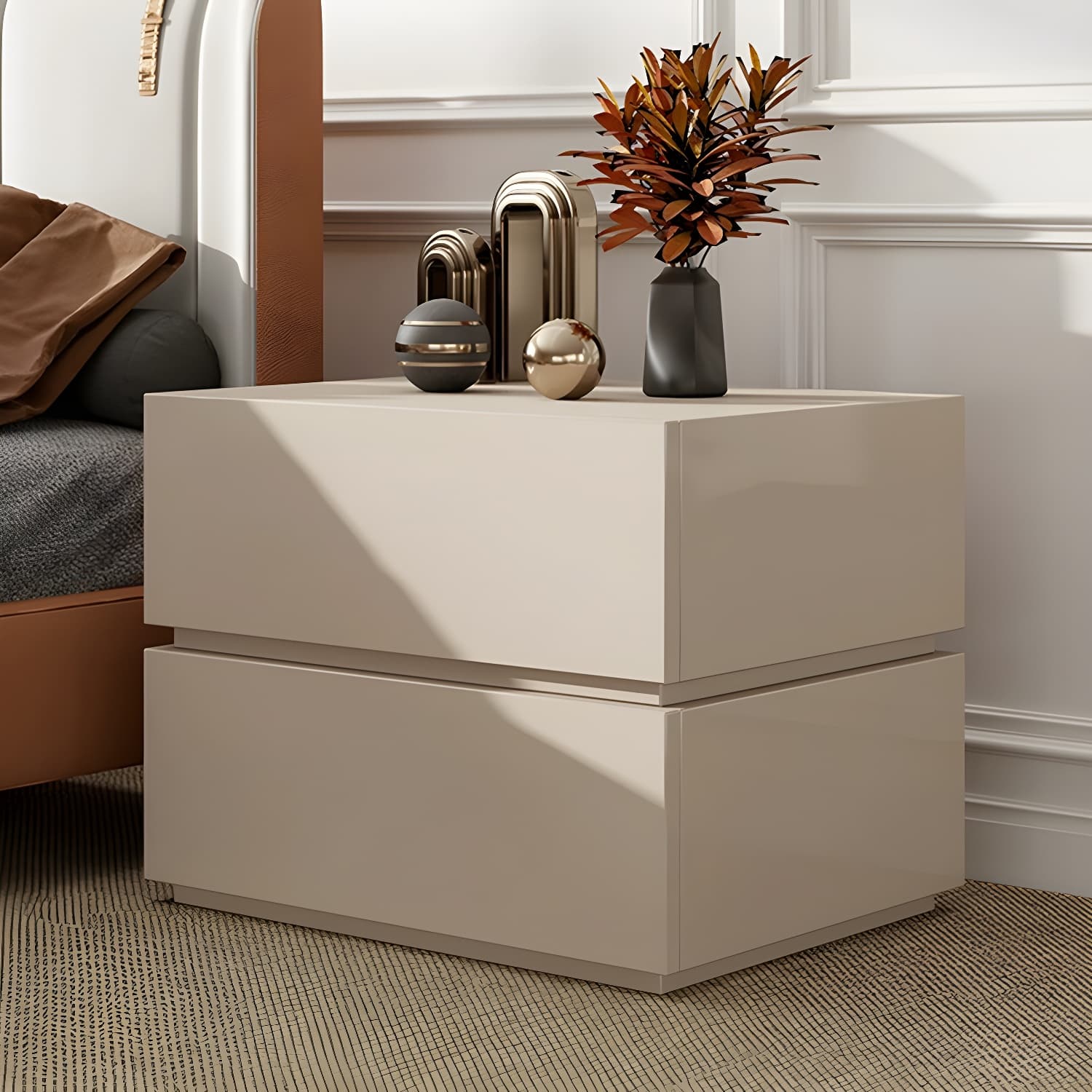 Contemporary Drawer Storage Wooden Accent Table Nightstand 15.7" Wide thumbnail 10