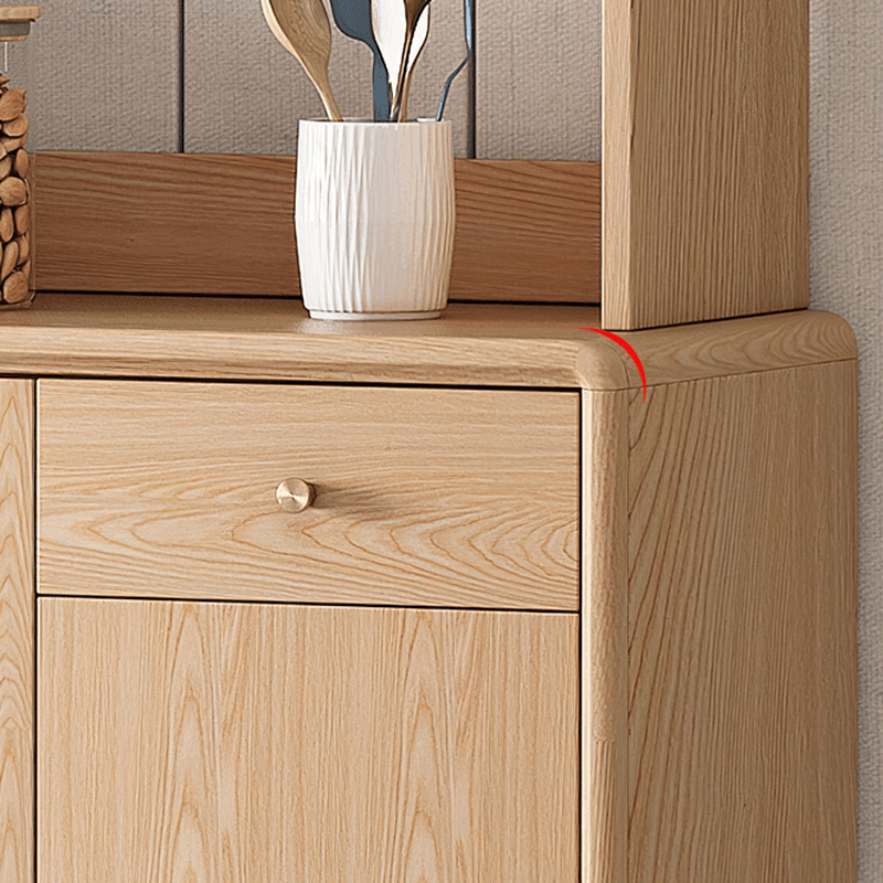 Unfinished Color Microwave Shelf Cabinet with Stemware Stand, Self-supporting in Culinary Space, Flooring Design, Kitchen Appliance Organizer, and Worktop Countertop thumbnail 3