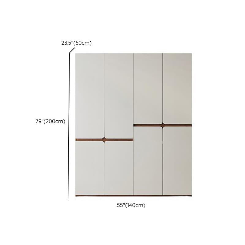 White Minimalist Manufactured Wood Wardrobe Closet with Soft Close Drawer, Soft Close Door, Interior Shelves, and Clothing Rod thumbnail 7