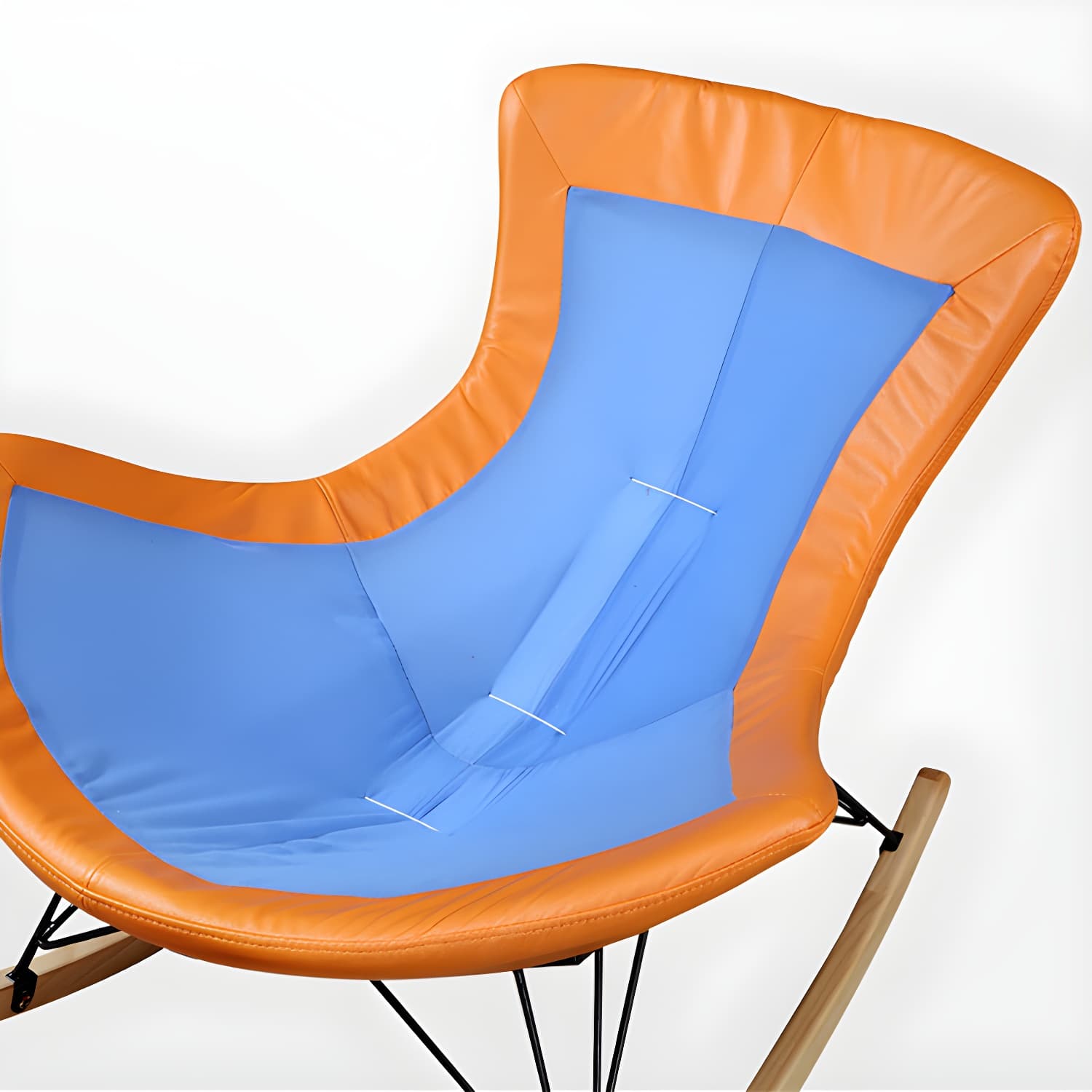 Contemporary Rocking Chair Faux Leather Water Resistant Plain Rocker Chair with Ottoman thumbnail 14