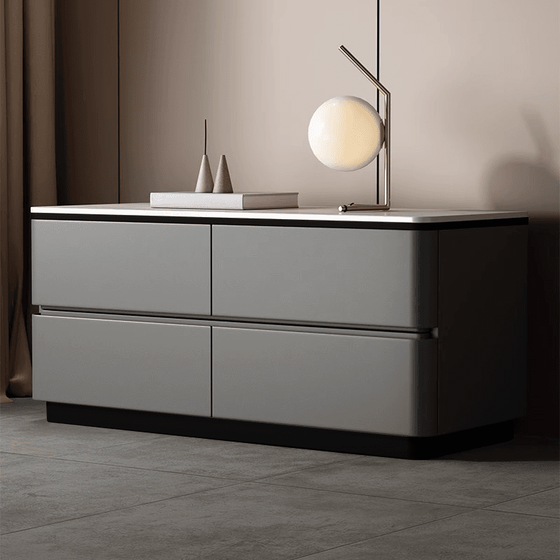 Modish Nightstand With Drawer Organization with 4 Drawers and Stone Tabletop thumbnail 3