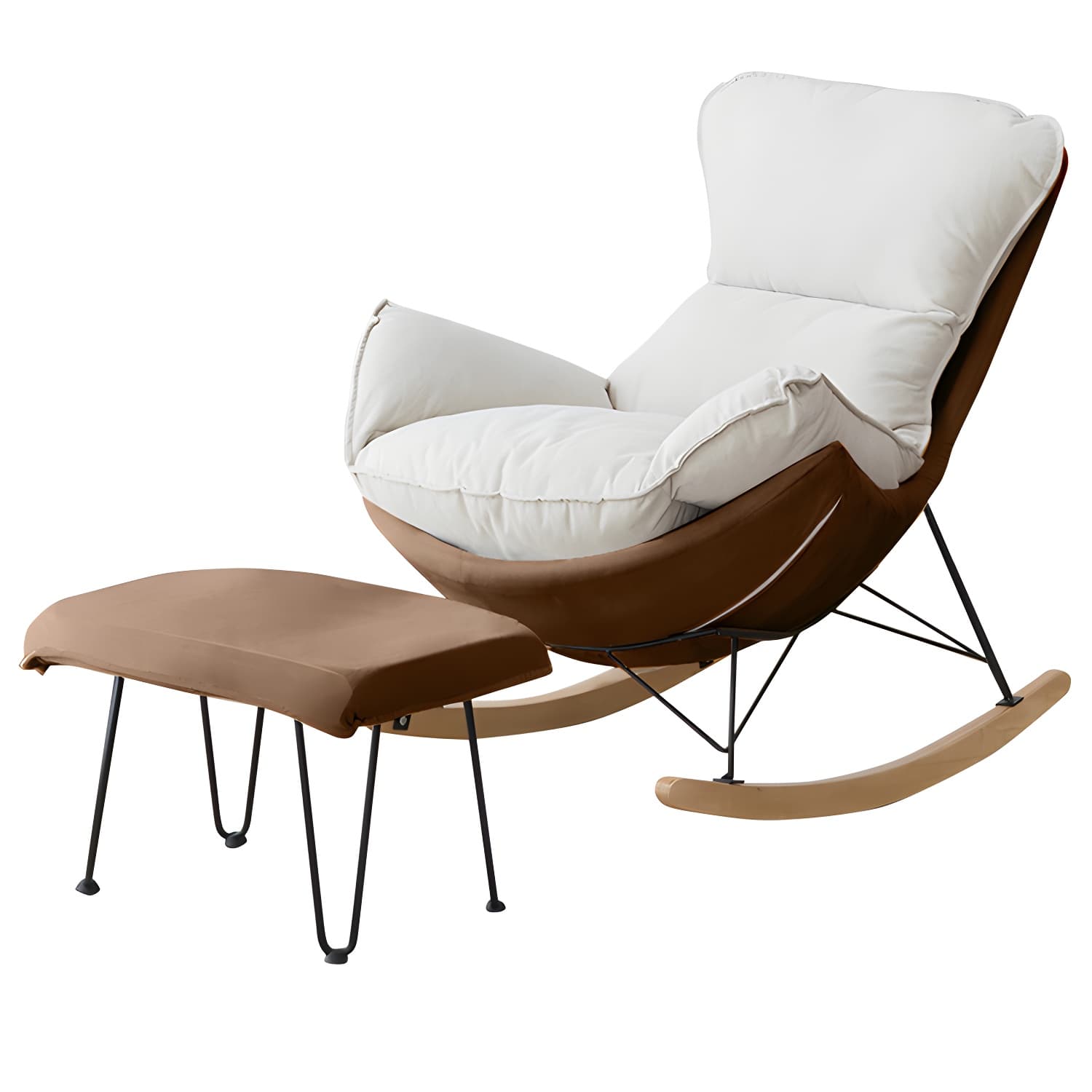 Stylish and Comfortable Modern Upholstered Rocking Chair with Removable Back Cushion thumbnail 17