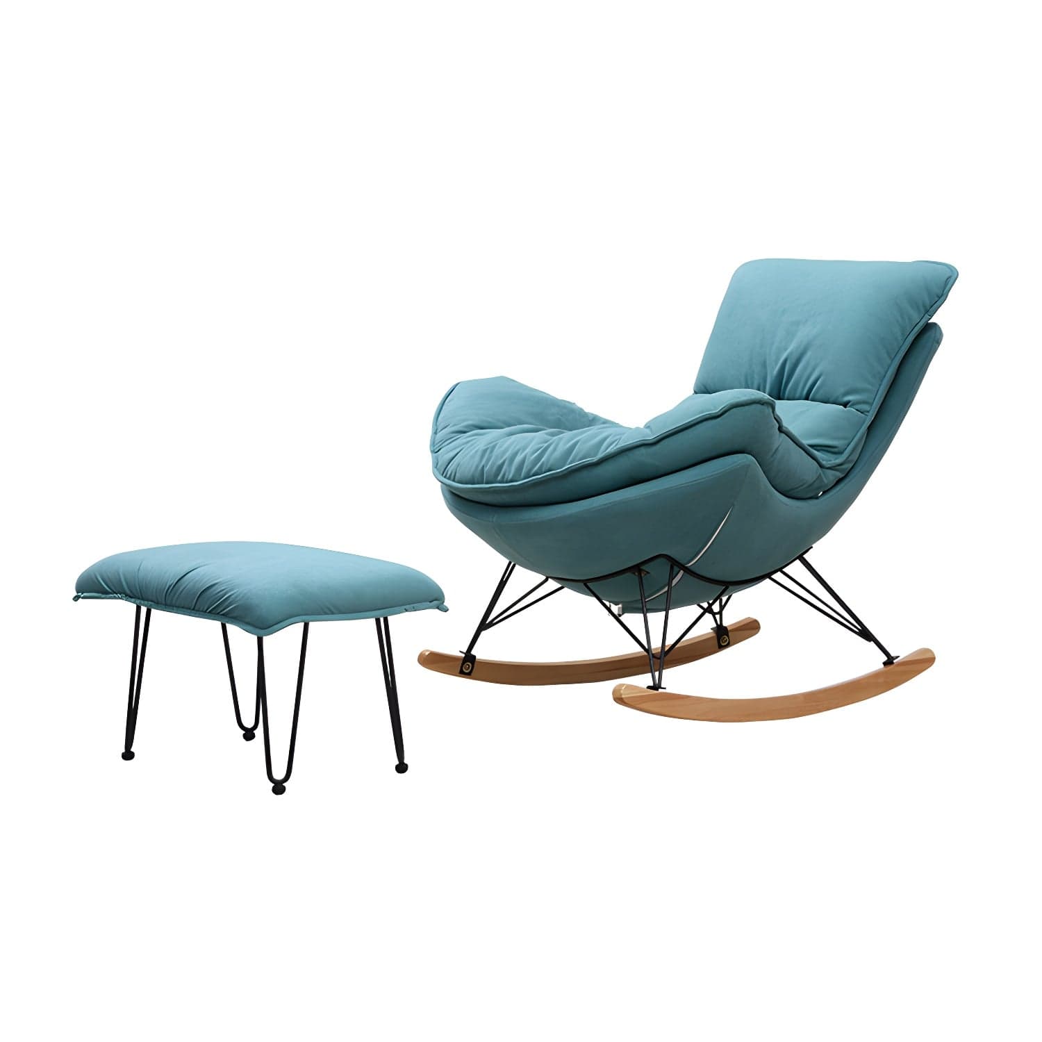 Modern Style Rocker Chair Metal Frame Spindle Cushions Rocker Chair with Ottoman thumbnail 11
