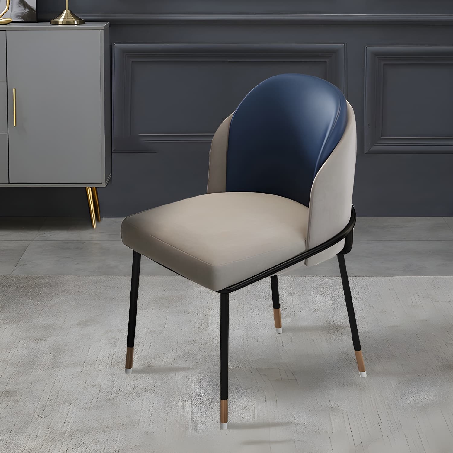 Glam Low-Back Upholstered Chair with Sleek Black Metal Legs for Kitchen & Dining thumbnail 5