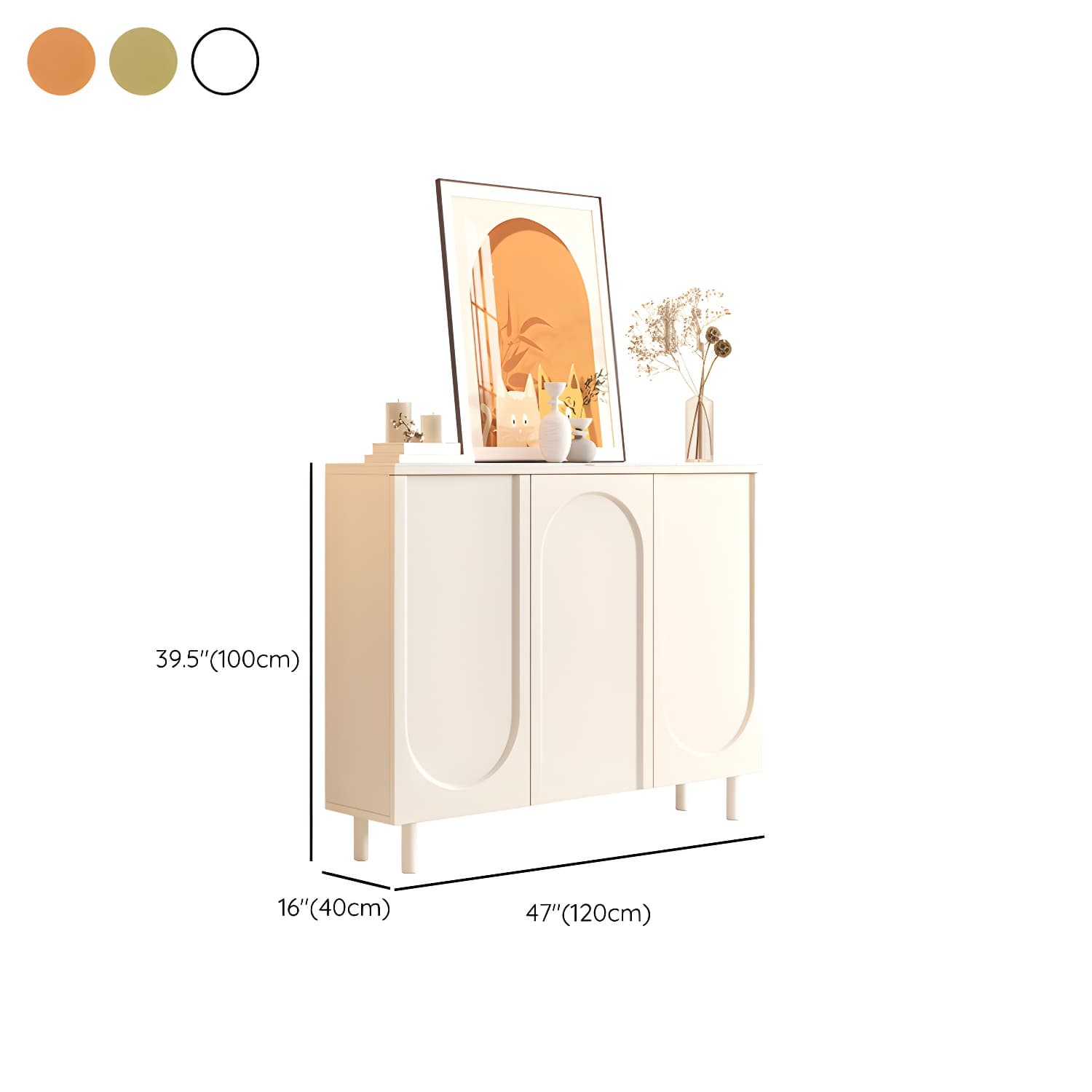 Scandinavian Wood Buffet Sideboard with Stone Countertop and Adjustable Shelves thumbnail 22