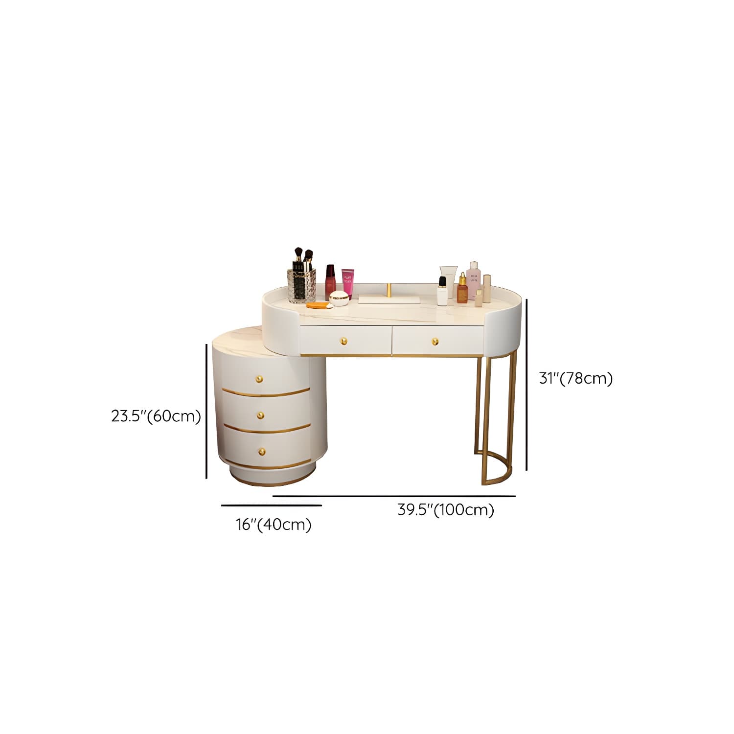 Lighted Mirror Makeup Counter Bedroom Makeup Vanity Desk Table with Drawer thumbnail 20