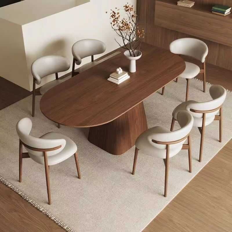 Art Deco Elliptical Wood Dining Table Set Dining Table for 6/Seats 4 thumbnail 4