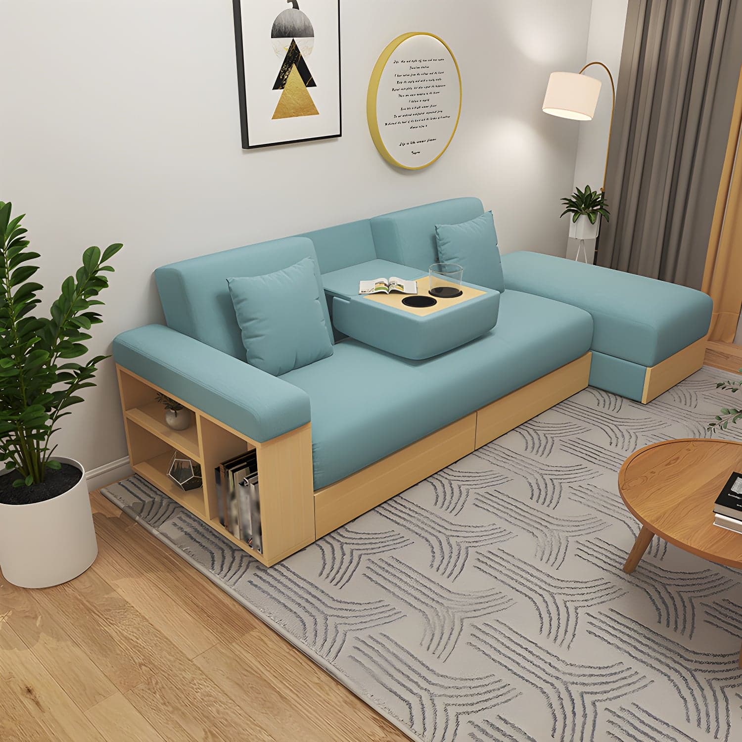 Contemporary Fabric Convertible Sofa Bed 29.53"High Pillow Top Arm Sofa Bed with Storage - image 7