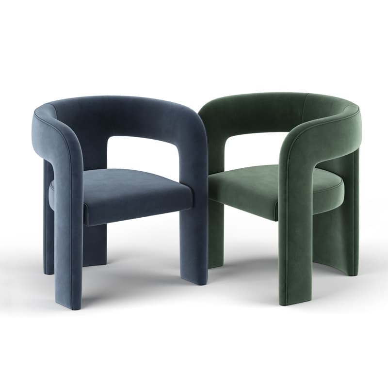 Soft-pile Fabric Upholstered Secure Outlined Arm Chair with Curved Back and Dark Blue/Light Green/Blush Legs in a Nordic Style thumbnail 13