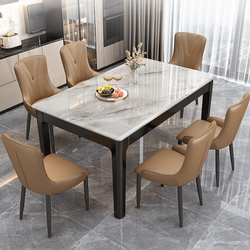 Contemporary 7 Piece Rectangle Dining Table Set with 4-Leg Base thumbnail 2