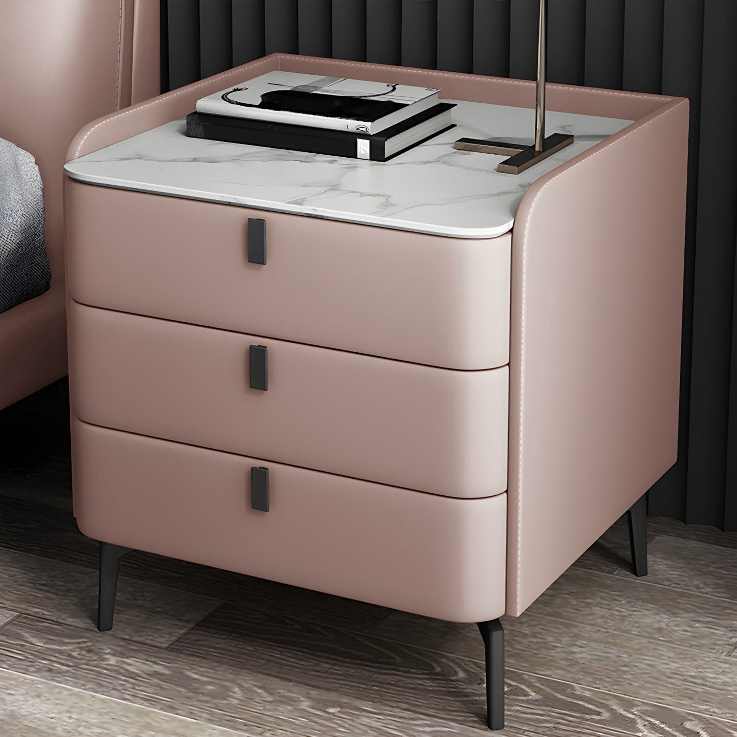 Wooden Nightstand with 3 Drawers Contemporary 25" Tall Nightstand thumbnail 10