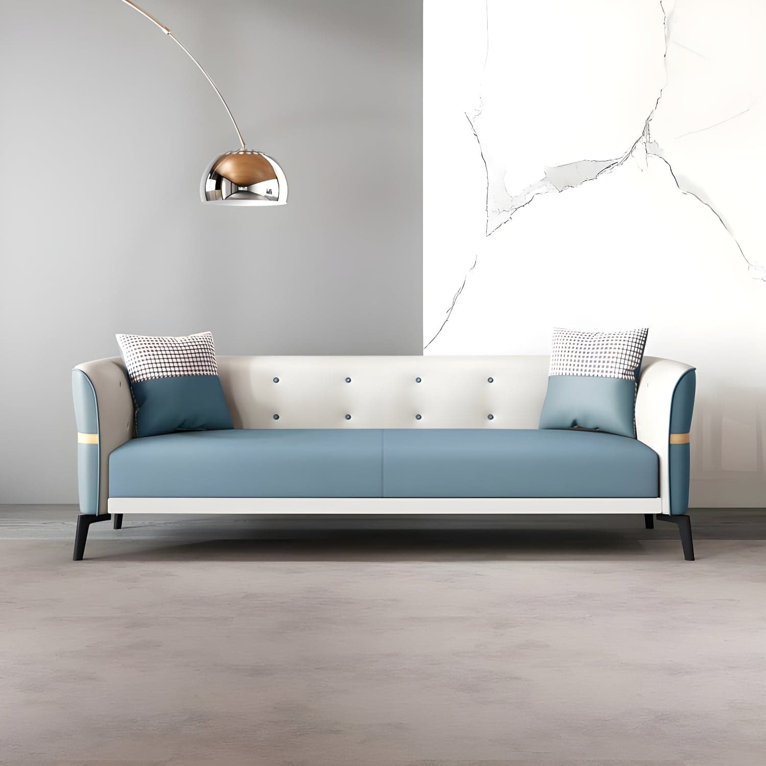Modern Square Arm Standard Sofa Metal Legs Settee for Living Room thumbnail 5