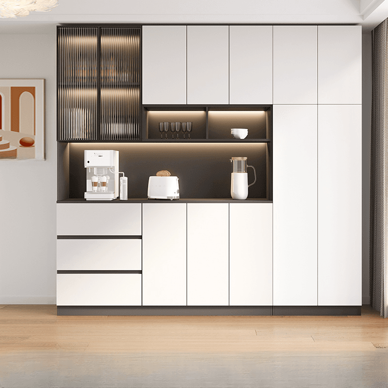 Trendy Sideboard with 3 Drawers, Cupboard, Wide/Standard/Narrow Sizes, 2/1 Shelves, Cabinets, and Glass-panel Door thumbnail 3