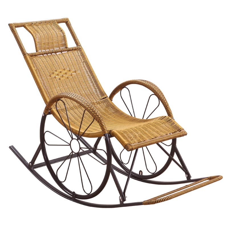 Ergonomic Wicker Front Porch Rocking Chairs with Rear Back, Stationary thumbnail 25