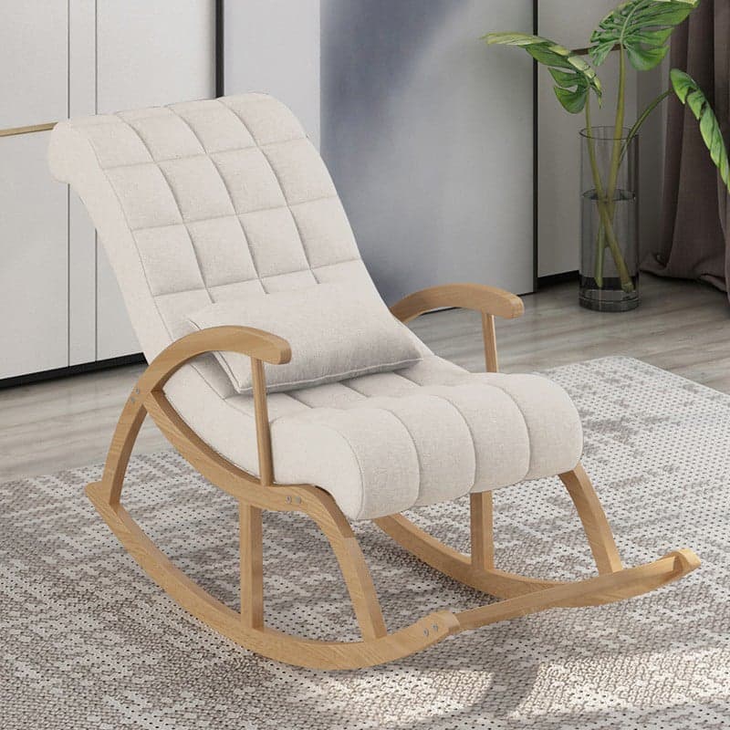 Modern Upholstered Rocking Chair with Removable Cushions - Stylish Pine Frame and Included Pillow thumbnail 7