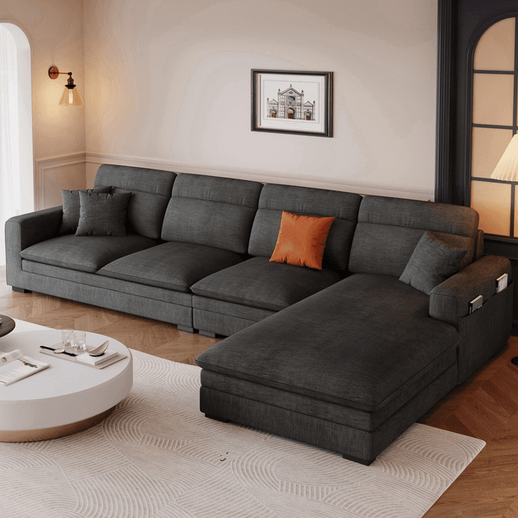 L-Shape/Straight Sofa Recliner/Sofa Couch with Concealed Support and Pine Wood Frame thumbnail 4