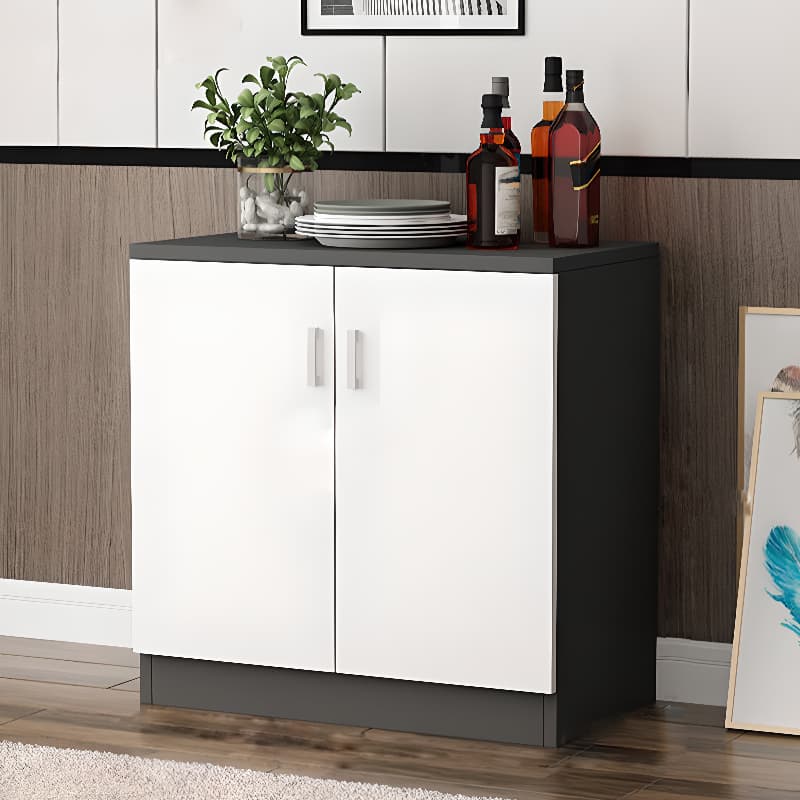 1 Exterior Shelf Modish Independent Midnight Black/Chalk Engineered Wood Utility Cabinet with Handle Bars & Cupboard thumbnail 2