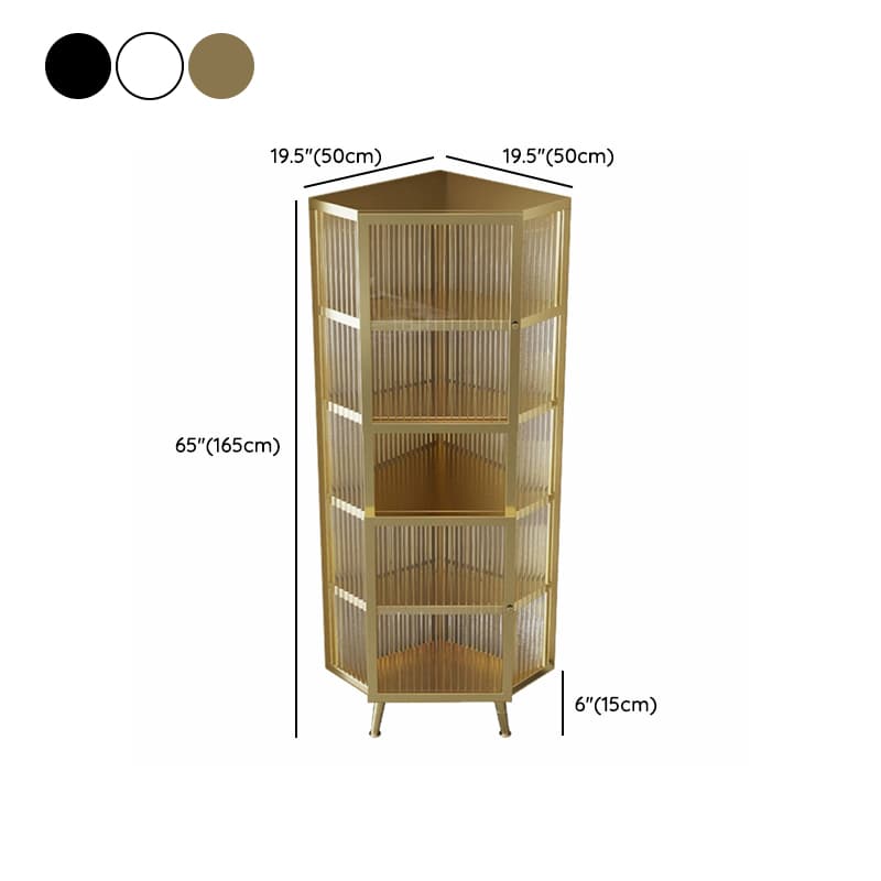 Gold Corner Accent Cabinet with Glass Doors and Metal Shelving thumbnail 18