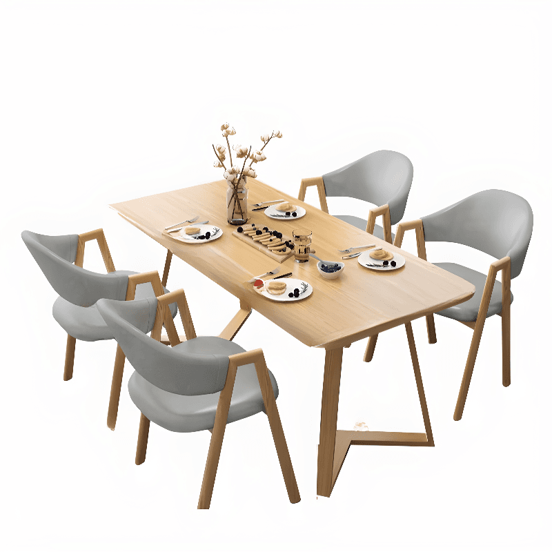 Dining Table Set with Sleighing Base and Fixed Table, Featuring Padded Chair with Back and Armrest, 5-piece Unfinished thumbnail 11