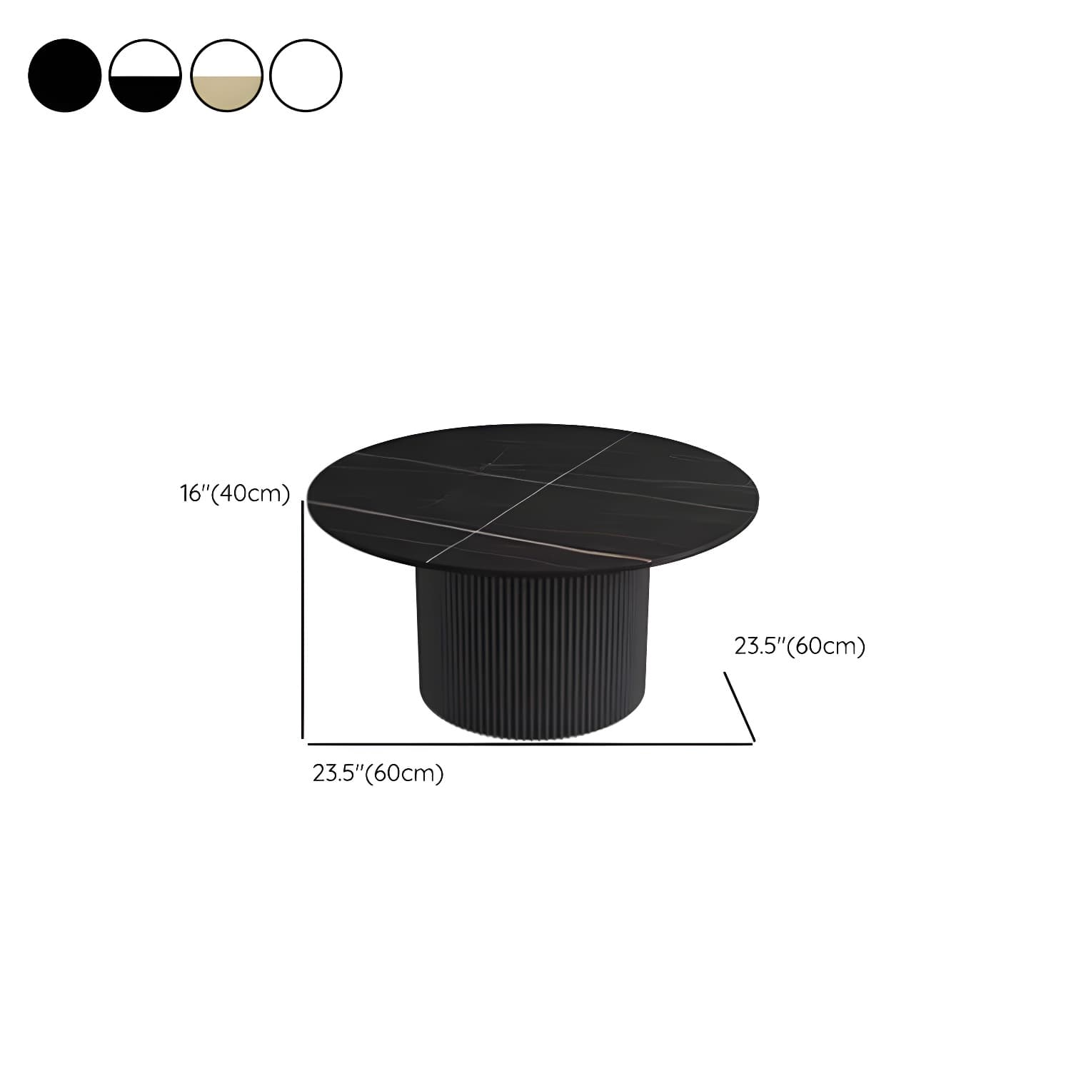 Modern Round Stone Top Coffee Table with Sturdy Metal Pedestal Base in Standard Height thumbnail 16