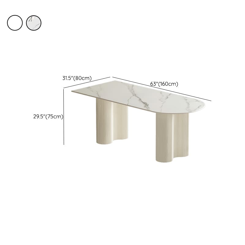 White Modern Stone Top Kitchen Dining Table with Metal Base for Home thumbnail 18