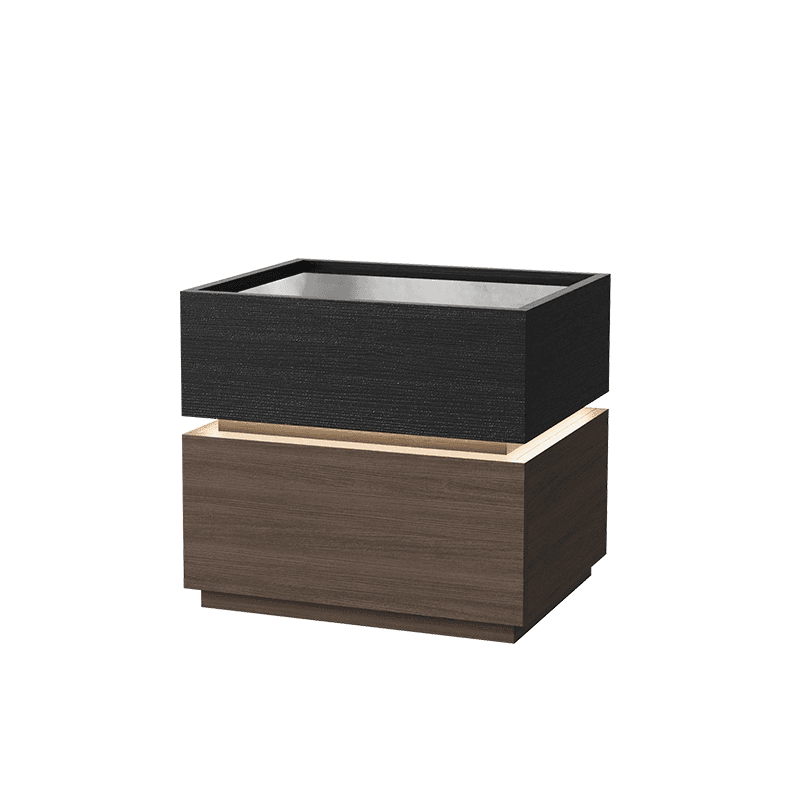 Organic Modern Nightstand With Drawer Organization with Glass Countertop and Illuminating Lighting thumbnail 2